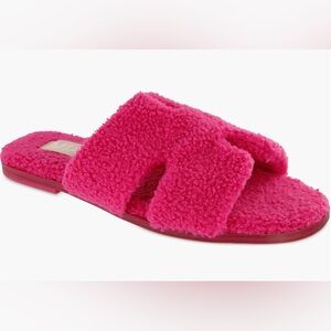 MIA Hot Pink Fuzzy Slide Sandals